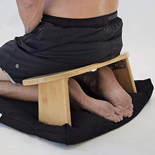 Samnuerly Ergonomische klappbare Meditationsbank aus Bambus – klappbarer Meditationsstuhl – ideal für Vipassana und transzendentale Meditation – inklusive Handtasche