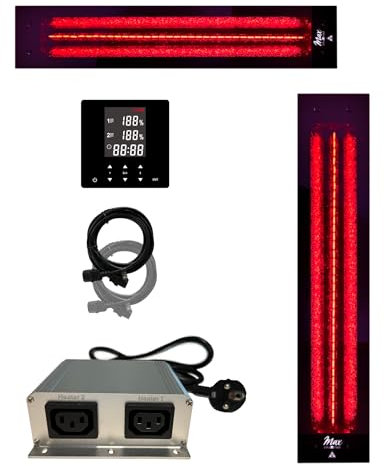 Frameless InfraROTmed MAX© Deep Heat Heater 500 W + 1300 W + Control Icon 2 Touch Infrared Heater for Sauna and Infrared Cabin Full Spectrum Heater (1 x 500 W + 1 x 1300 W + Control)