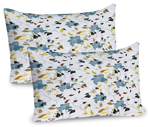 ABAKUHAUS Blatt Kissenbezug Packung mit 2, Saisonblumen Mit Bunter Blätter Gift Efeu Anlage Im Modernen Entwurfs Druck, Dekorativer Standard Gedruckter Kissenbezug, 80 x 40 cm, Mehrfarbig