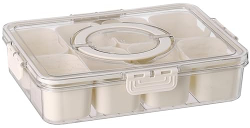 Toguma Divided Serving Tray with Lid and Handle Snack Platters Bento Boxes for Lunch Containers Storage Boxes Portable Candy Organizer for Fruits or Vegetables(White)