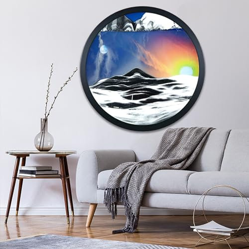STMKB Sand Art Liquid Motion, 24 Pouces Fixé Au Mur avec Rotation À 360 °, Sablier Créatif pour L'artisanat du Verre, Cadre en Bois Massif, Décoration Murale Relaxante