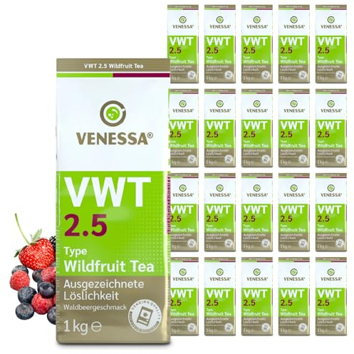 VENESSA VWT 2,5 Boisson à thé aux fruits sauvages 20 x 1 kg de thé automatique - Thé noir aromatisé aux notes acides et sucrées de fruits sauvages - Pour distributeurs automatiques