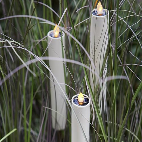 LED Solar Kerze Fackel gelb flackernd H: 98cm Lichtsensor Deko Gartenstecker (Set (3 Stück))