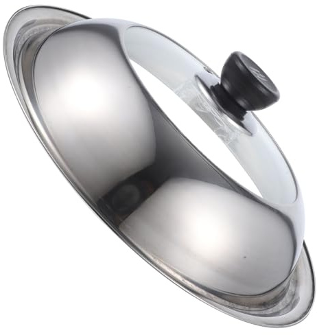 Hoement 28cm Stainless Steel Pan Lid with Visible Glass Window, Practical Cooking Lid for Pots and Woks, Simple Design Steel Pot Cover for Efficient Cooking