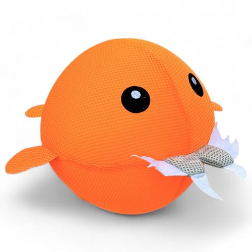 MIJOMA Allegro pallanuoto pesce, rivestimento in tessuto, palla per saltare Ø 23 cm, poliestere resistente, giocattolo acquatico durevole per giochi a terra e acqua, adatto alla famiglia (arancione)