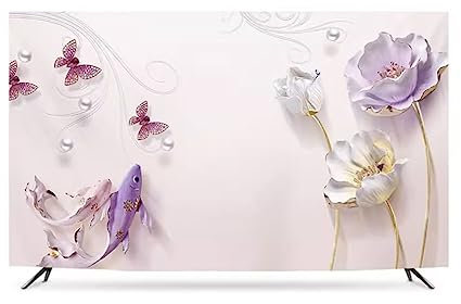 Couverture Universelle Pour Les écrans Plats Incurvés Muraux Tv De Bureau Doux Et Facile à Nettoyer Couverture Tv Chinoise 32-86 Pouces Protecteur D'écran Tv Anti-poussière Pour Lcd(Size:75in,Color:A)