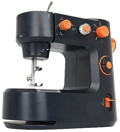 Nähmaschine Elektrische, Nähmaschine Tragbare, Haushaltsnähmaschine Nähen in beide Richtungen für Näh-Einsteiger & Anfänger, Nähset mit Nählicht & Fußpedal (Schwarz)