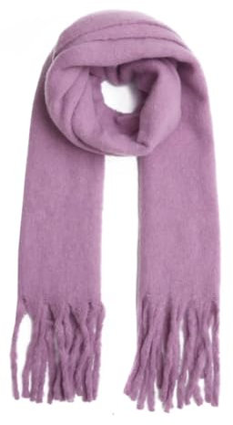 stylx Damen Web Strickschal UNI FARBEN und langen dicken FRANSEN, warmer Winter, Stola (UNI lila)