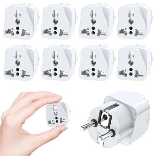 Fiotha Adattatore per Presa da Viaggio In Tutto Il Mondo, 8 pcs Adattatore da Viaggio In Tutto Il Mondo, Adattatore da Viaggio UK/USA/Cina a UE, per Spagna, Germania, Piccole Spine da Viaggio (Bianco)