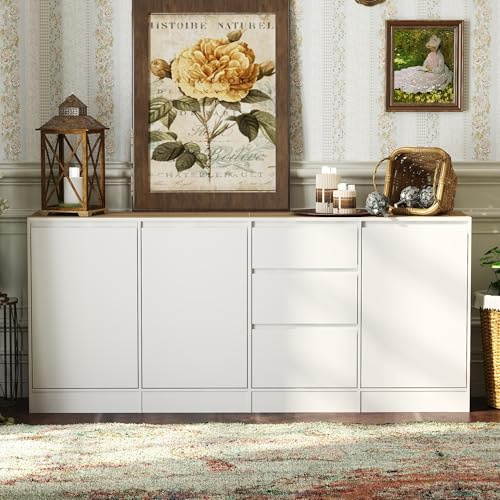 DEZAGCE Aparador de 3 puertas y 3 cajones, armario de almacenamiento, aparador con estantes, aparador, armario de almacenamiento multifuncional, para salón, cocina, pasillo, 80 x 180 x 35 cm, MDF