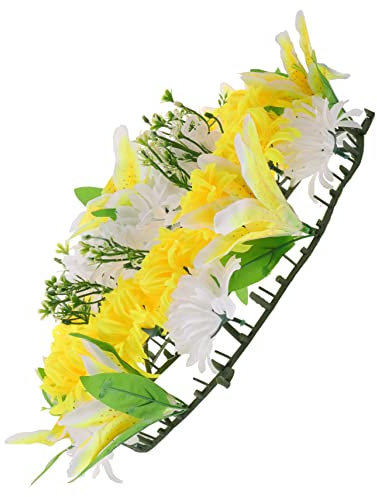 HAWILLOSCH Couronne Artificielle pour Cimetière Couronne De Fleurs Funéraires Guirlande De Deuil Décoration De Cimetière