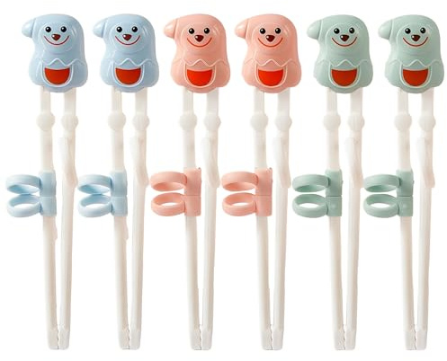Xiuyer 6 Paare Training Essstäbchen für Kinder und Erwachsene Anfänger Senioren Mit Helfer (Pinguine)
