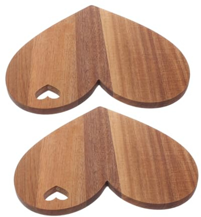 BESTOYARD 2pcs Valentine Day Heart Shape Serving Tray Wooden Cheese Board Charcuterie Platter Heart Shaped Bread Board for Cheese Fruits