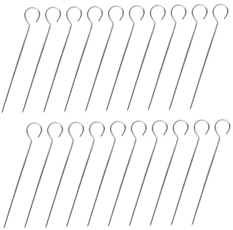Happyyami 20pièces Brochettes Acier Pour Bbq Aiguilles à Réutilisables Pour Barbecue Outils De Cuisine
