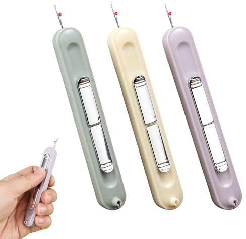 3 PCS Stretchable Needle Threaders & Portable Seam Ripper - Upgraded 2-in-1 Stitch Unpicker Tool, Multifunctional Sewing Tool for Hand Sewing, Knitting, Cross Stitch, Embroidery, and Thread Removal