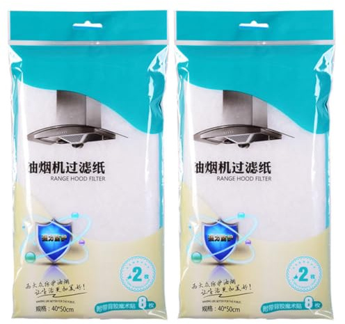Pegatinas Antiaceite para Campana Extractora de Cocina 4 Piezas | Telas No Tejidas, Blanco, Bolsa Verde Incluida, Cinta Adhesiva para Montaje