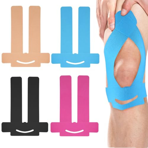 Generisch 8 Stück Kinesiotapes Knie Vorgeschnitten, PreCut Kinesiotapes Knie Tape, Original Baumwolle Tape für Sport & Dauerhafte Unterstützung, Wasserfestes kinesiotape für Knee Schmerzlinderung