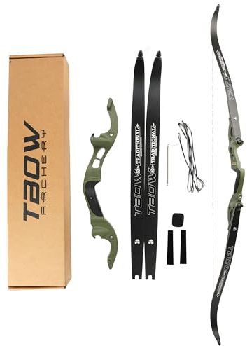 surwolf 62 Takedown Recurve båge 25~60LBS F gränssnitt Sportbåge Bågskytte träningsbåge Långbåge Jaktbåge Vuxenbåge för jakt och målskytte (grön, 35 lb)