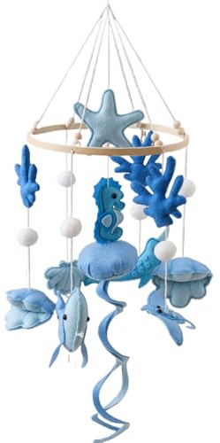 Lettino portatile – calmante per il sonno per bambini piccoli, calmante campana con motivo marino, decorazione da soffitto, unisex, accessorio di scena per la cameretta dei bambini, passeggino e box