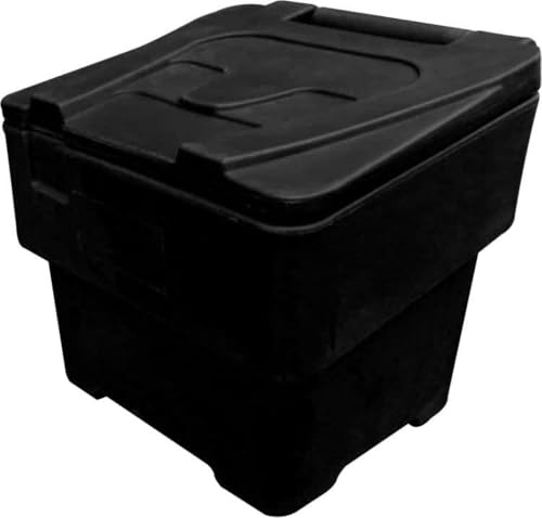 60L Black Grit Salt Bin Stackable Lockable Heavy Duty Containers 50 x 47 x 47.5