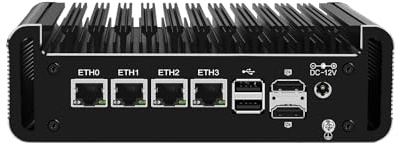 Micro Firewall Appliance, Mini PC, PFSense, Mikrotik, OPNsense, VPN, Router PC, Alder Lake-N 12th Gen N100, RJ44, 4 x 2.5GbE I226-V, 2 x HDMI, DP, TF, Type-C, 0 RAM, 0 Storage, Barebone No System