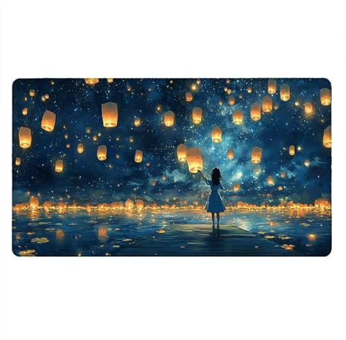 Tappetino Mouse Gaming XXL, 1800x900x3mm Grande Tappetino Scrivania Cuciti Base in Gomma, Mouse Pad Impermeabile Antiscivolo, PC Desktop Ufficio, Migliora Precisione Velocità (Stelle Sogno) xR7-561