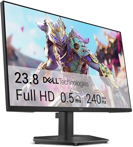 Dell 24 Gaming Monitor - SE2426HG, Full HD (1920x1080), 240Hz, Fast IPS, 0.5ms, AMD FreeSync Premium, 99% sRGB, HDR10, VESA (100x100mm), DisplayPort, 2 HDMI, 3 Year Warranty, Black