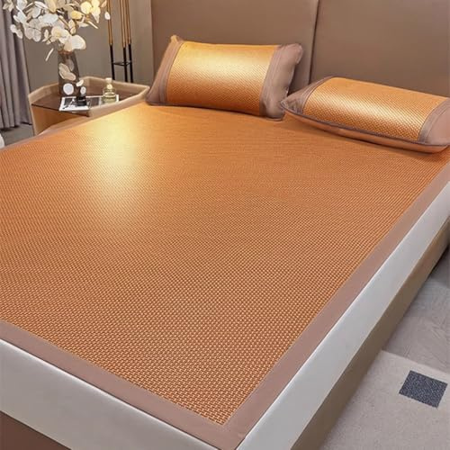 OAKVYNE Tappetino Dormire Estivo Da Letto In Rattan, Stuoia Rinfrescante In Bambù Pieghevole, Materasso Di Raffreddamento Naturale In Bambù, Biancheria Da Letto Estiva(90 * 190cm (35x75 inches))