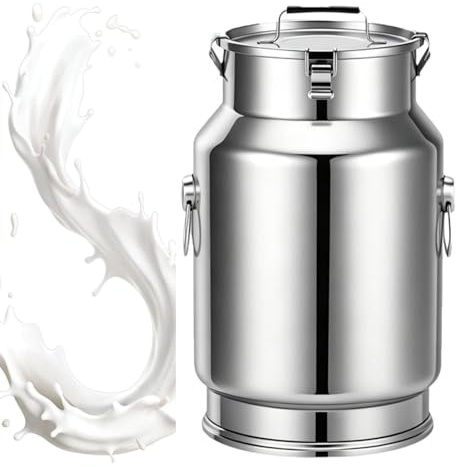 pot à lait en acier inoxydable 2.5/5/10/15/20/25/30L, pot à lait en acier inoxydable Bidon hermétique-Seau de cuisine avec couvercle-Seau de rangement pour le riz, la farine, les céréales,A-5L