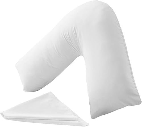 Comfy Nights Orthopedic V Shape Pillow Extra Support For Head, Neck & Back with Free Cover - White