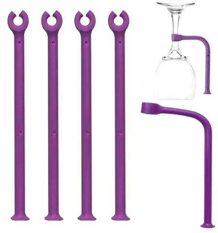 YouU Weinglas Halterung Einstellen Silikon Weinglas Geschirrspüler Becherhalter Safer Stemware Saver (Lila / 4 Stück)