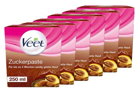 Sugaring Zuckerpaste zur Haarentfernung 6er Pack für spürbar glatte Haut für bis zu 4 Wochen Veet Zuckerpaste 6x250ml