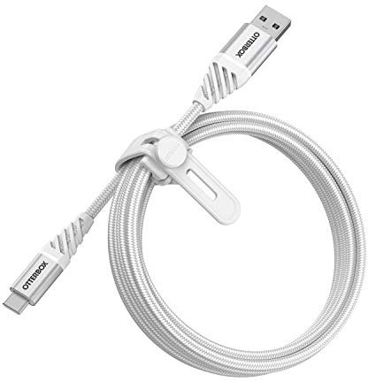 Otterbox Câble Premium Tressé renforcé USB-A vers USB-C, Câble de Charge pour Smartphone et Tablet, Ultra-Robuste, résiste aux torsions et pliages, 2M, Blanc