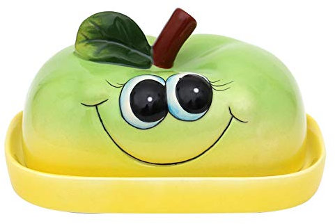 Dekohelden24 Beurrier en céramique Vert - Dimensions : env. 16,5 x 11 x 10 cm - 1 pièce (1 Paquet)