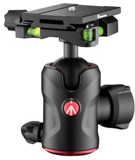 Manfrotto Compact Testa a Sfera 496 con Piastra a Sgancio Rapido MSQ6PL, Testa a Sfera Fluida per Treppiede, Stabilizzatore Camera, Telecomando, Attrezzatura Fotografica