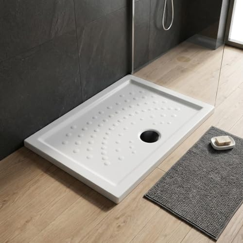 Kiamami Valentina Receveur de douche en céramique blanche 100 x 80 cm h6 cm | Malte