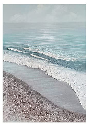 Acrylbilder Auf Leinwand Handgemalt, Blue Coast Waves Beach Nature Scenery Abstract Modern Frameless Original Hand Painted Oil Paintings On Canvas For Family Wall Living Room Dining Room Home Art D