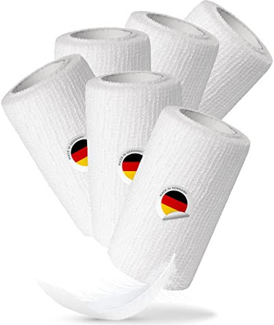 6x 8cm breite Haftbinde 4m elastische selbsthaftend kohäsive Fixierbinde Verband Binde selbstklebend, Schnellverband