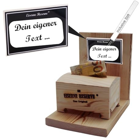 Mit eigenem Text - Personalisierte Geldgeschenke Verpackung - Eiserne Reserve Geldbox - Geburtstag Hochzeit Jugendweihe Reise Hochzeitsgeschenk - Stift neutral