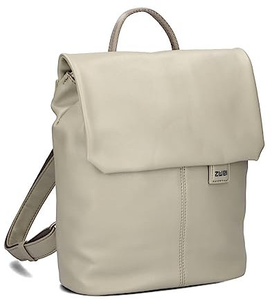 Zwei Damen City-Rucksack Mademoiselle.M MR8 4 Liter klassisch-eleganter Damenrucksack, Magnet-Verschlussklappe, Hauptfach mit Reißverschluss, gepolstertes Trennfach, Rückenpolsterung (cement)