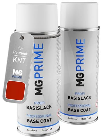 MG PRIME Autolack Sprühdosen für Peugeot KNT Orange Power Nacre/Orange Power Perleffekt Grundlack Basislack Spraydose 400ml