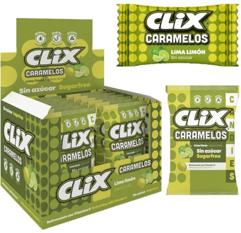 Caramelos sin azucar Clix 20 paquetes 21 gramos (Lima Limón)