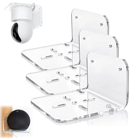 Soporte Camara, Soportes Montaje Pared de Vigilancia, Universal, Acrílico, Forma-L, Soporte de Techos para Cámara Vigilancia para Interiores y Exteriores, 3 Piezas, Transparente