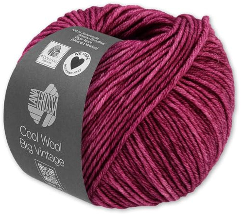 Frida's Wollhaus Lana Grossa 50 g Cool Wool Big Vintage Wolle Garn Merino Stricken 16 Farben (7177 | Indischrot)