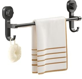 Leistungsstarker Saugnapf, Handtuchhalter, Badezimmer-Handtuchhalter, Slipper-Rack, Badezimmer, schwarzer Handtuchhalter, Handtuchhalter, Badezimmerausstattung, schwarz