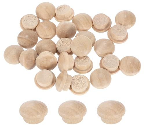 sourcing map 120 tapones de botón de madera, 10 mm, tapón de tornillo de madera dura, tapones de madera para muebles, carpintería, decoración de manualidades (13 mm x 10 mm)