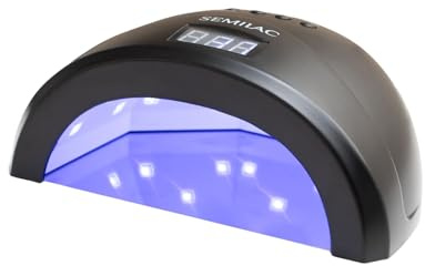 Semilac Lámpara UV LED 24 W/48 W All Black – Lámpara de uñas con LED dual, temporizador, sensor de movimiento y modo de bajo calor