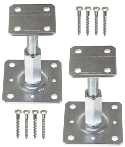 FEINZ Pfostenträger 110x80 mm 2 Stück | höhenverstellbar 90-160 mm, Pfostenschuhe, Stützenfuss, Balkenschuhe, verstellbar, Pfostenhalter, Metallfuß für Holzbalken