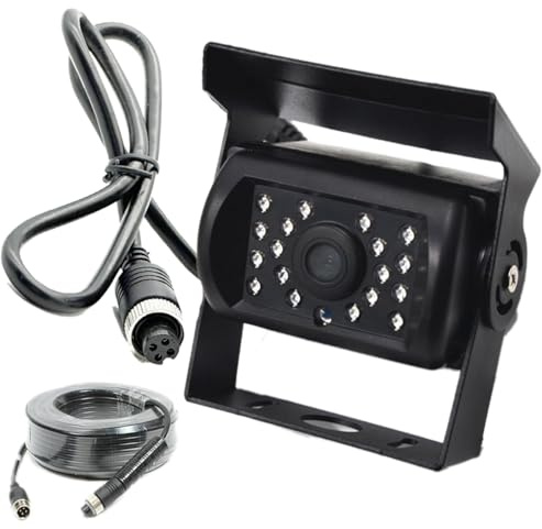 Cámara de reversa 18 LED Infrarrojos visión Nocturna + Cable de 4 Pines 15M | Cámara de reversa impermeable 12V/24V con asistencia de estacionamiento para camión/furgoneta/SUV/caravana/autobús/camper
