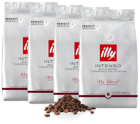 illy Coffee - Coffee Beans - Intenso - 100% Arabica Coffee - Ideal for Moka Pots, Filter Coffee, Espresso and Lungo Coffees - Pack of 4 (4 x 500g)